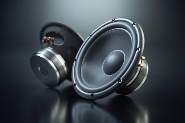 Close-up of two modern audio speakers showcasing advancements in sound technology.